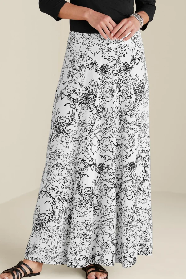Skirts-Soft Surroundings Petites Amaranth Skirt Black White Floral