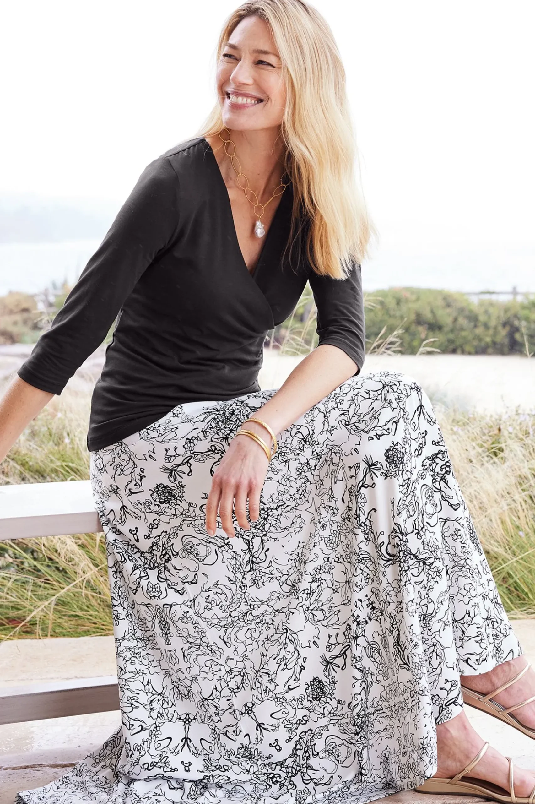 petites_amaranth_skirt_6.webp Skirts-Soft Surroundings Petites Amaranth Skirt Black White Floral