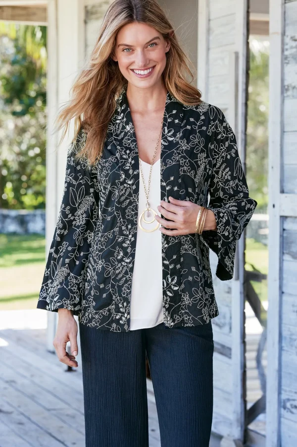 Global Artistry | Jackets & Coats-Soft Surroundings Petites Beatrix Topper Black