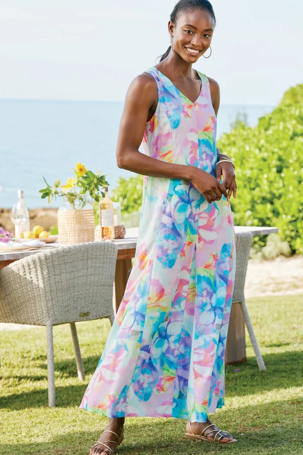 The Floral Shop | Dresses-Soft Surroundings Petites Brenda Maxi Dress Painterly Multi Floral