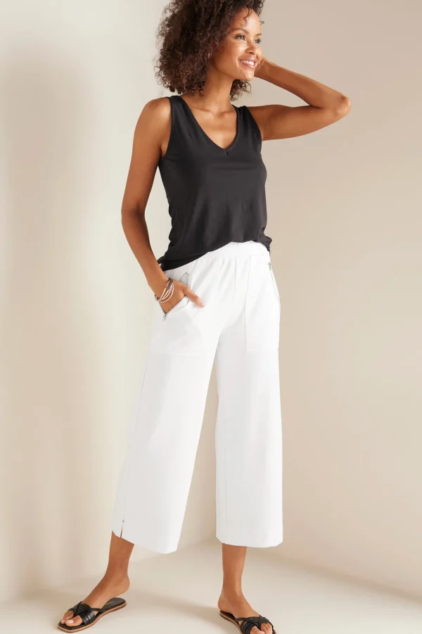 crops & capris | wide leg-Soft Surroundings Petites Caicos Knit Crop Black