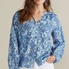 Into The Blues-Soft Surroundings Petites Celia Top Spring Paisley Chambray