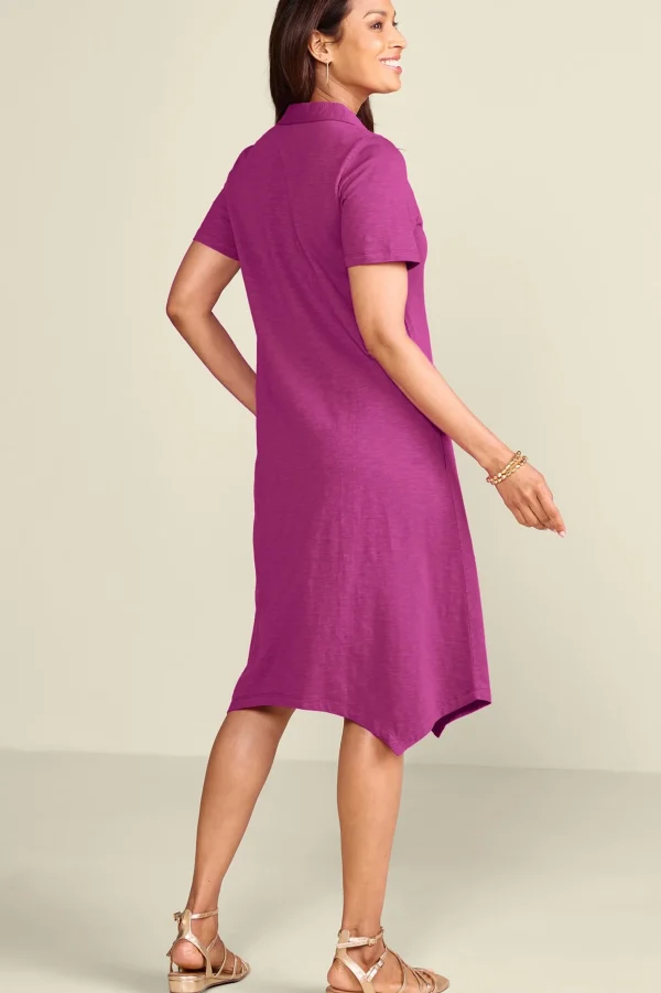 Everyday Styles | Dresses-Soft Surroundings Petites Danielle Button Dress Sunset Coral