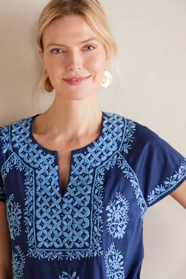 Into The Blues | Global Artistry-Soft Surroundings Petites Davina Short Dress Navy