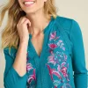 Into The Blues | The Floral Shop-Soft Surroundings Petites Delsie Embroidered Top White