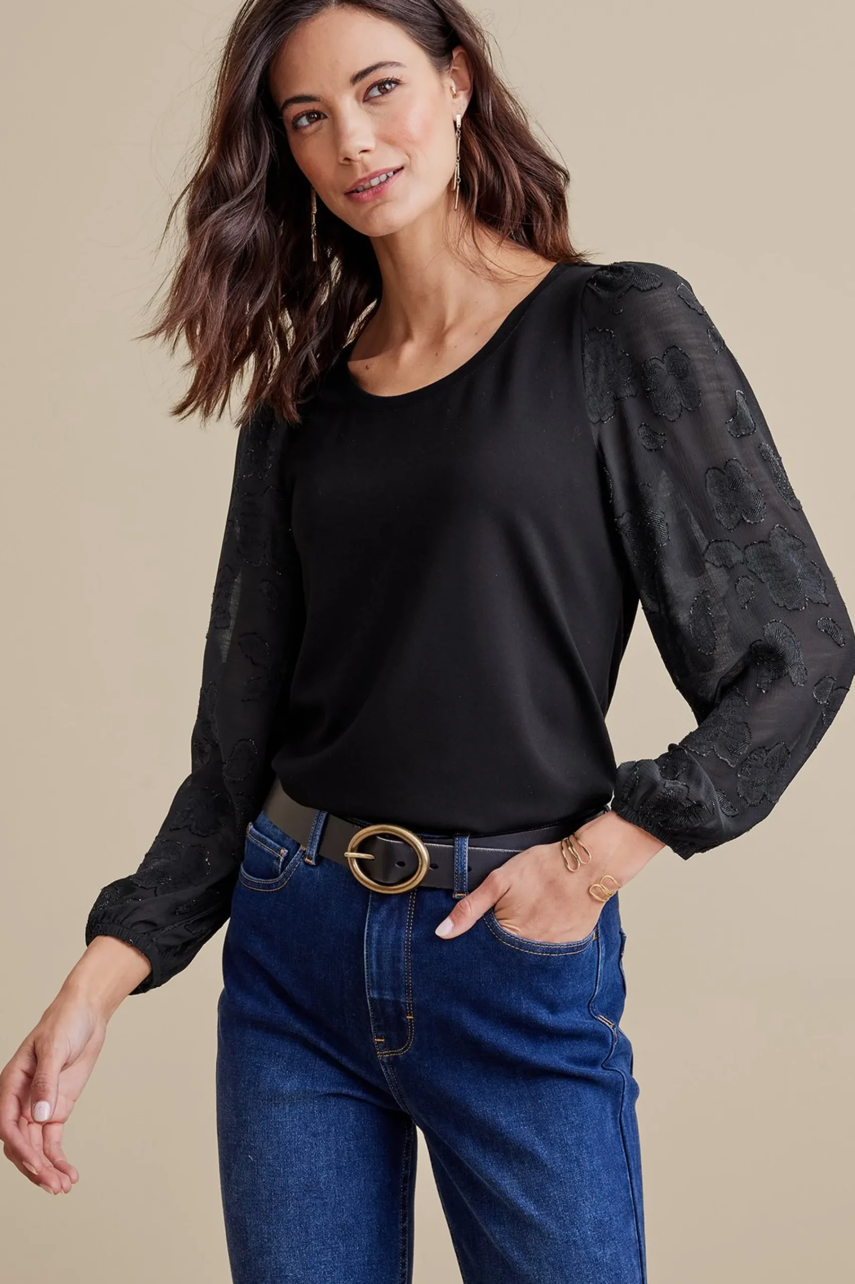 petites_emilie_top_0.webp long sleeve | pullovers-Soft Surroundings Petites Emilie Top Black