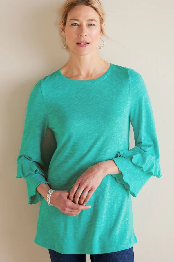 Feminine Flourish | Into The Blues-Soft Surroundings Petites Erin Linen Blend Tunic Sangria