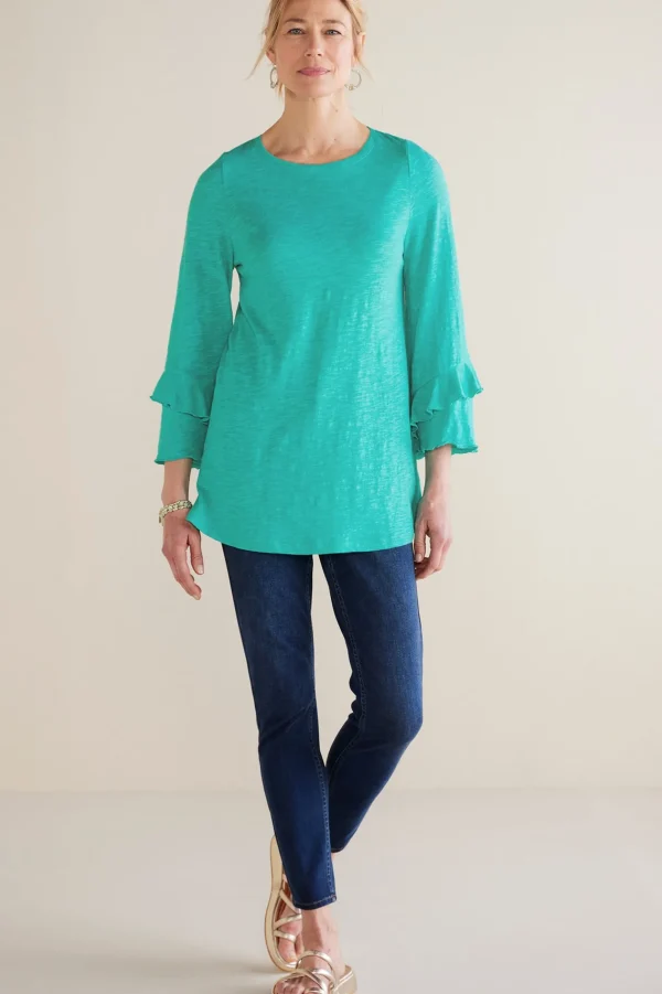 Feminine Flourish | Into The Blues-Soft Surroundings Petites Erin Linen Blend Tunic Sangria