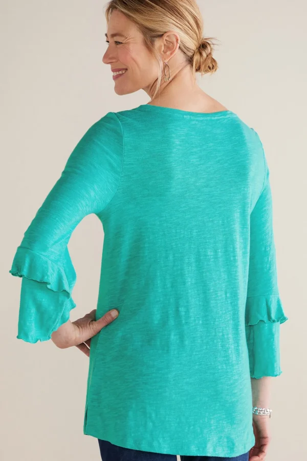 Feminine Flourish | Into The Blues-Soft Surroundings Petites Erin Linen Blend Tunic Sangria