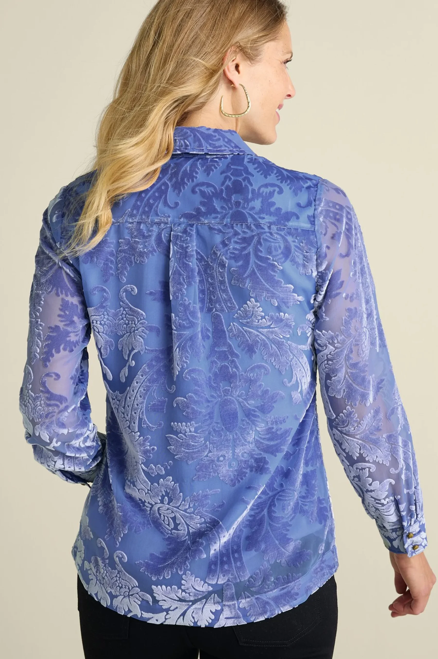 petites_floreat_velvet_sh_2.webp Feminine Flourish | Into The Blues-Soft Surroundings Petites Floreat Velvet Shirt Sapphire