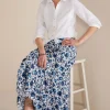 Into The Blues | The Floral Shop-Soft Surroundings Petites Ginnie Maxi Skirt Blue Floral