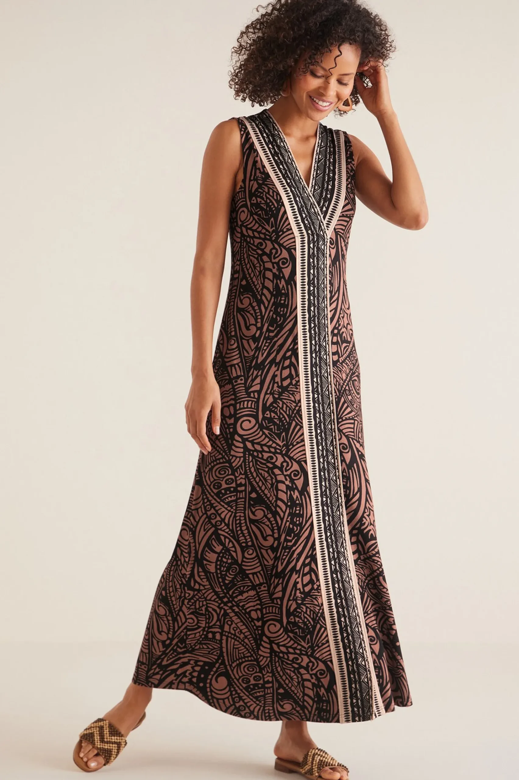 petites_ikaria_dress_0.webp patterned | maxi-Soft Surroundings Petites Ikaria Dress Sable