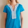 Into The Blues | Global Artistry-Soft Surroundings Petites Kaitlyn Embellished Knit Tee Swedish Blue