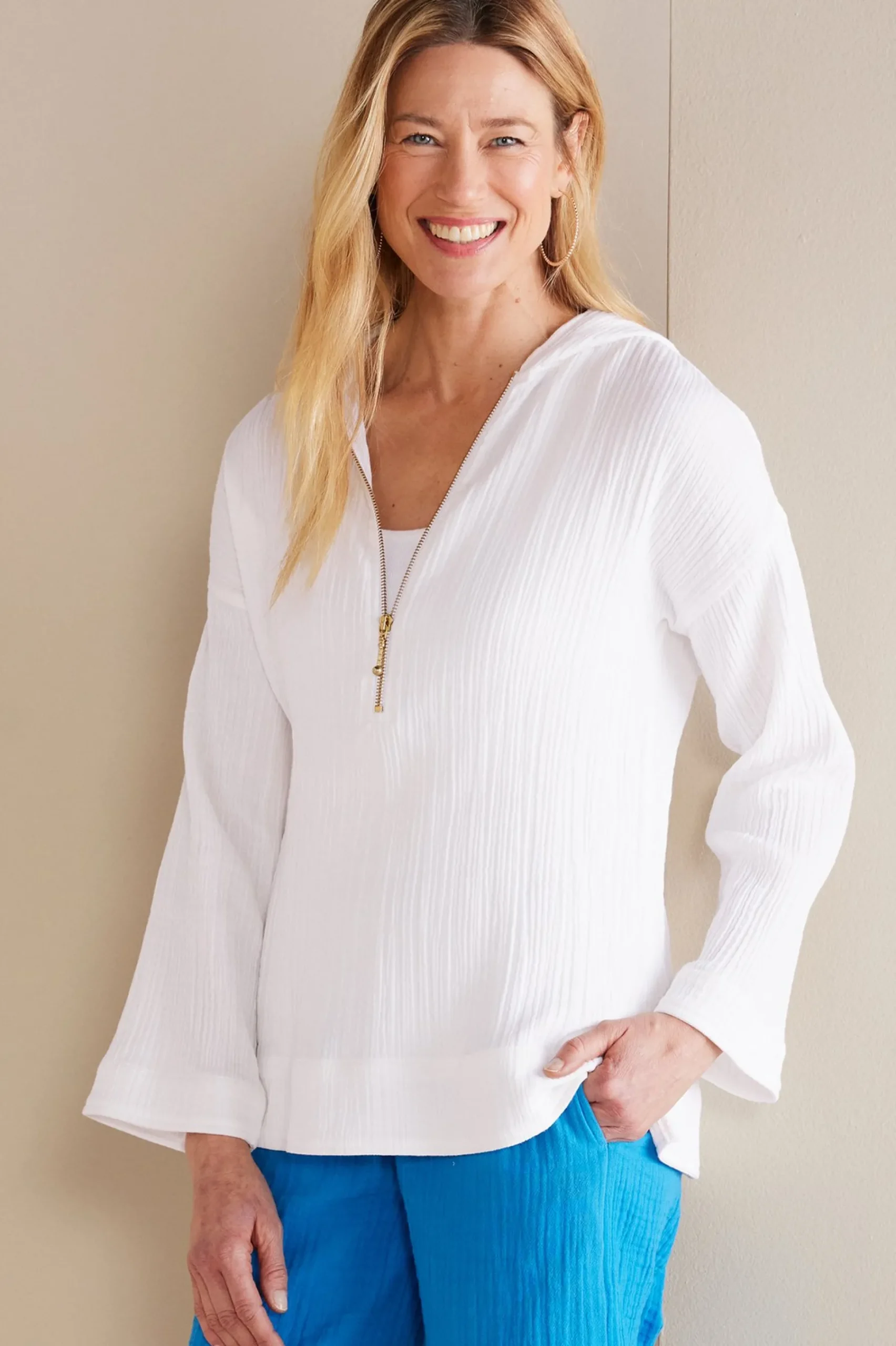 petites_kemia_gauze_hoodi_0.webp Gauze Shop-Soft Surroundings Petites Kemia Gauze Hoodie American Beauty
