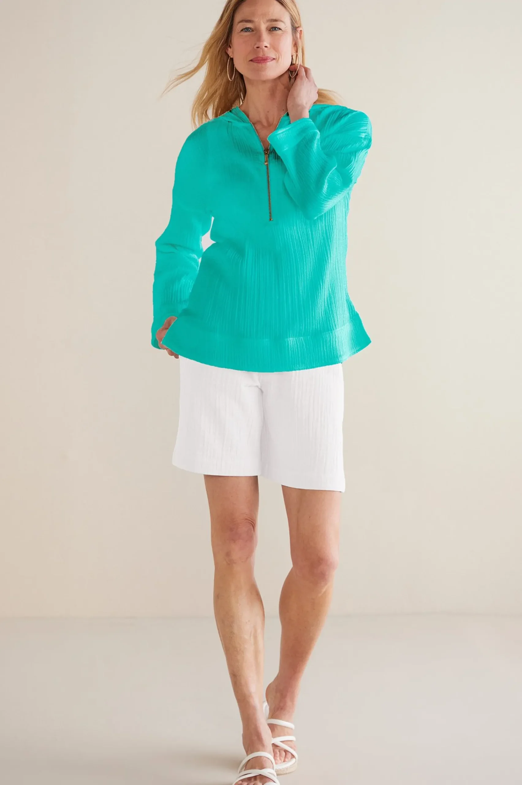 petites_kemia_gauze_hoodi_5.webp Gauze Shop-Soft Surroundings Petites Kemia Gauze Hoodie American Beauty