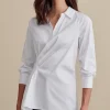 long sleeve-Soft Surroundings Petites Leah Top White