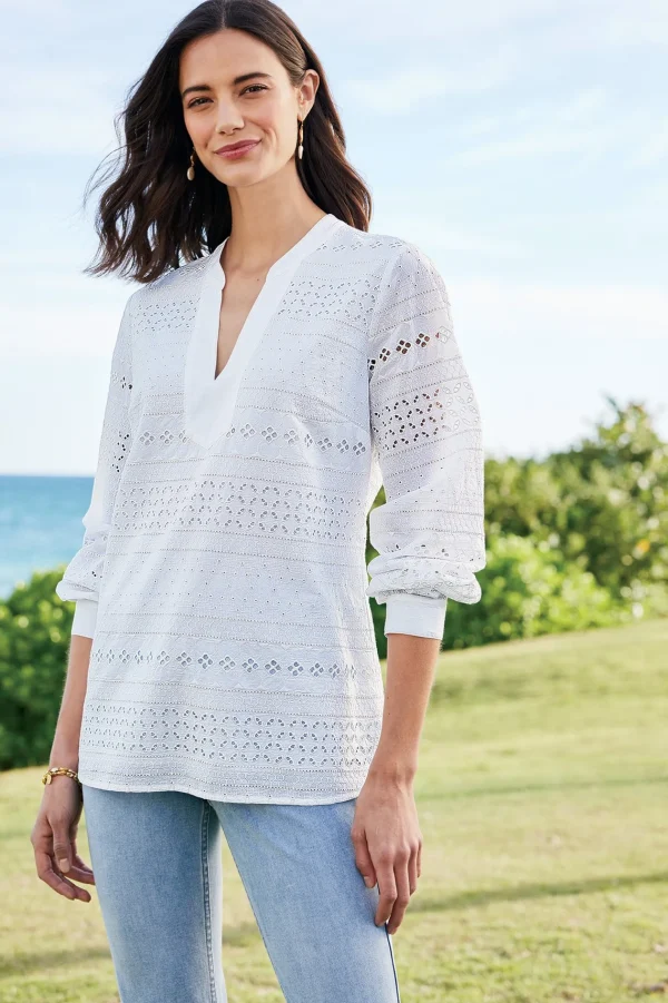Feminine Flourish | Global Artistry-Soft Surroundings Petites Lenore Eyelet Top White