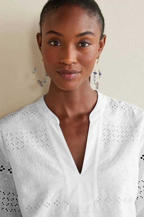 Feminine Flourish | Global Artistry-Soft Surroundings Petites Lenore Eyelet Top White