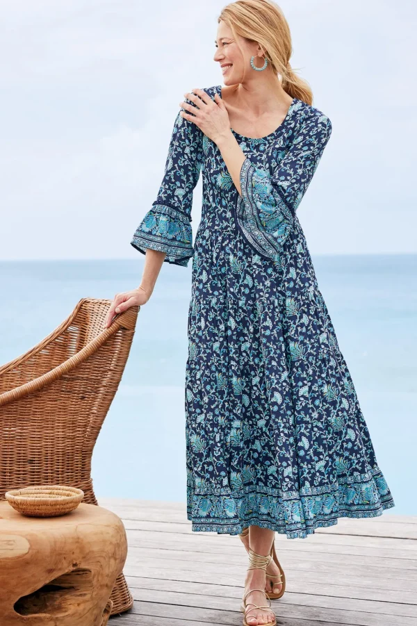 Feminine Flourish | Dresses-Soft Surroundings Petites Lily Midi Dress Maroon Sketched Botanicals