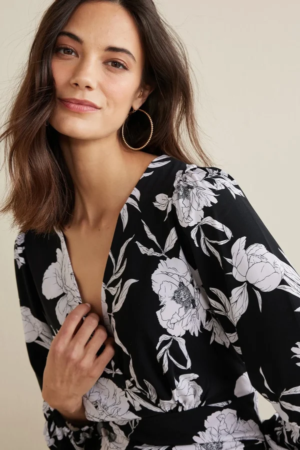 The Floral Shop | Dresses-Soft Surroundings Petites Penelope Long Sleeve Jumpsuit Black