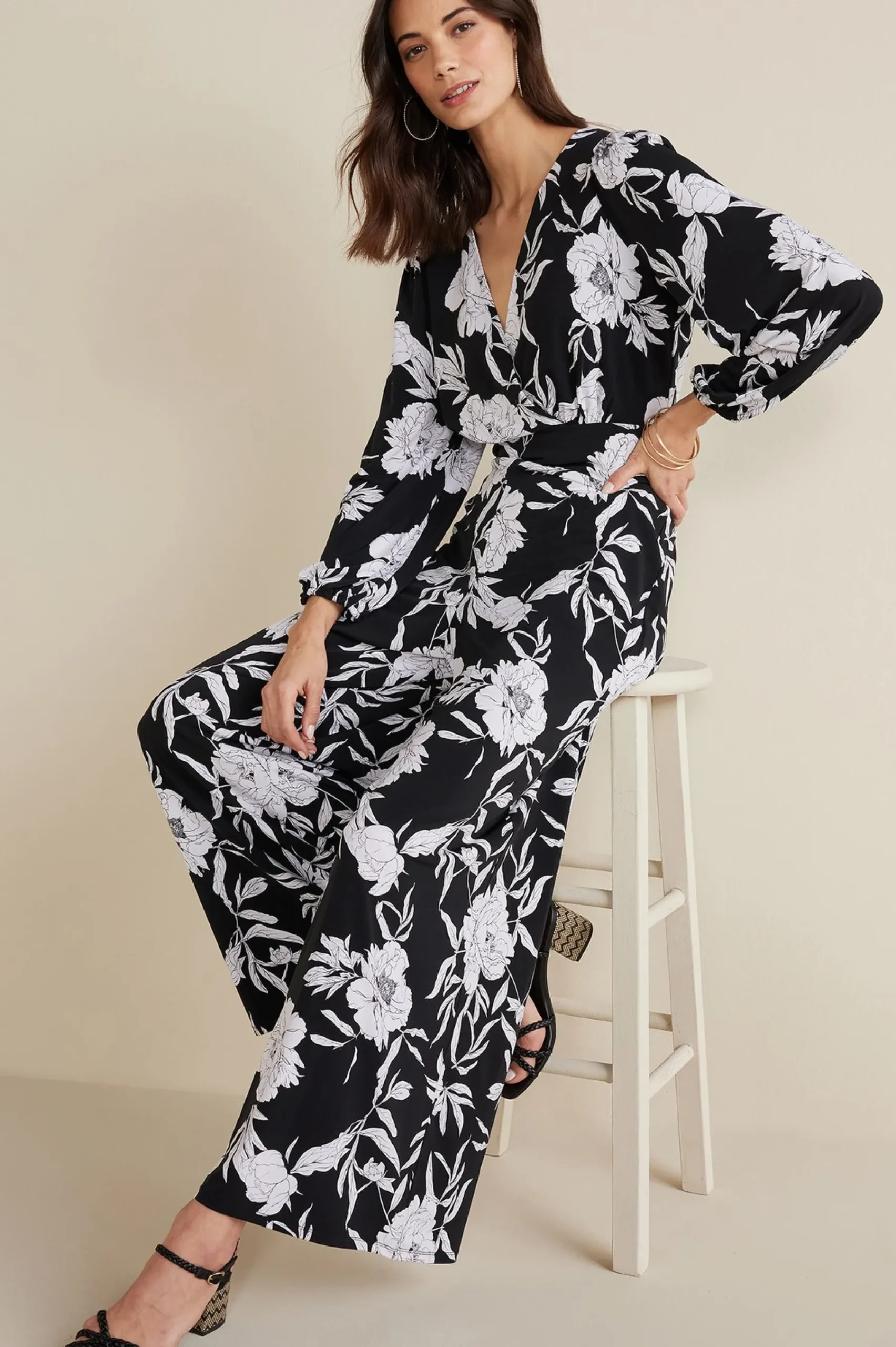 petites_penelope_long_sle_4.webp The Floral Shop | Dresses-Soft Surroundings Petites Penelope Long Sleeve Jumpsuit Black