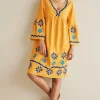 Global Artistry | Dresses-Soft Surroundings Petites Petra Short Dress Golden Glow