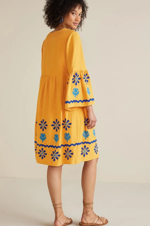 Global Artistry | Dresses-Soft Surroundings Petites Petra Short Dress Golden Glow