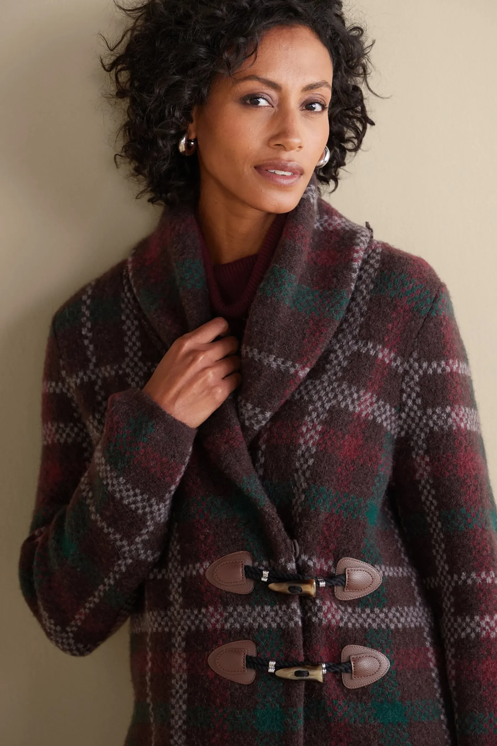 petites_plaid_sweater_coa_0.webp Jackets & Coats | Sweaters & Cardigans-Soft Surroundings Petites Plaid Sweater Coat Brown Plaid