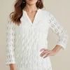 Feminine Flourish | Global Artistry-Soft Surroundings Petites Priya Knit Lace Tunic White