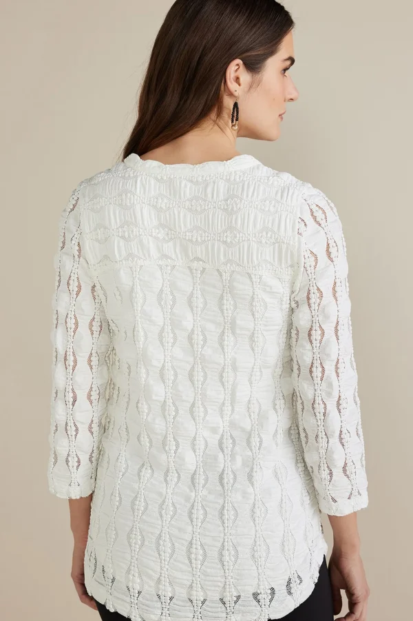 Feminine Flourish | Global Artistry-Soft Surroundings Petites Priya Knit Lace Tunic White