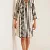patterned | short-Soft Surroundings Petites Rhea Dress Black White Geo