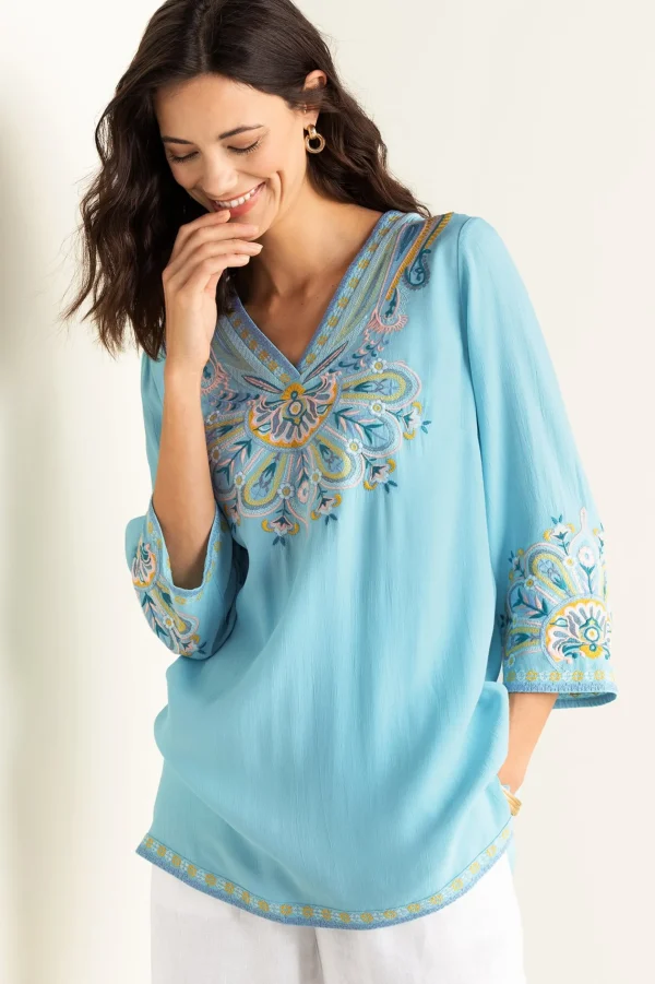 Into The Blues | Global Artistry-Soft Surroundings Petites River Island Tunic Aquamarine