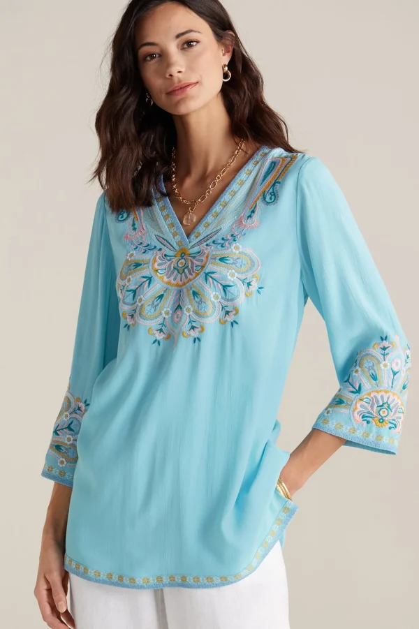 Into The Blues | Global Artistry-Soft Surroundings Petites River Island Tunic Aquamarine