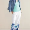 Into The Blues | The Floral Shop-Soft Surroundings Petites Ronna Linen Blend Wide Leg Pants Watercolor Floral