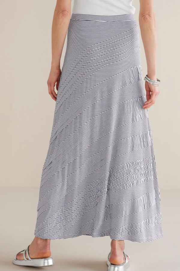 Global Artistry | Skirts-Soft Surroundings Petites Rosemary Skirt Black/White Stripe