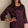 three quarter length | pullovers-Soft Surroundings Petites Selina Top Wine Botanical
