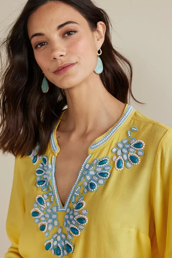 Global Artistry-Soft Surroundings Petites Soraya Embellished Tunic Sunstruck
