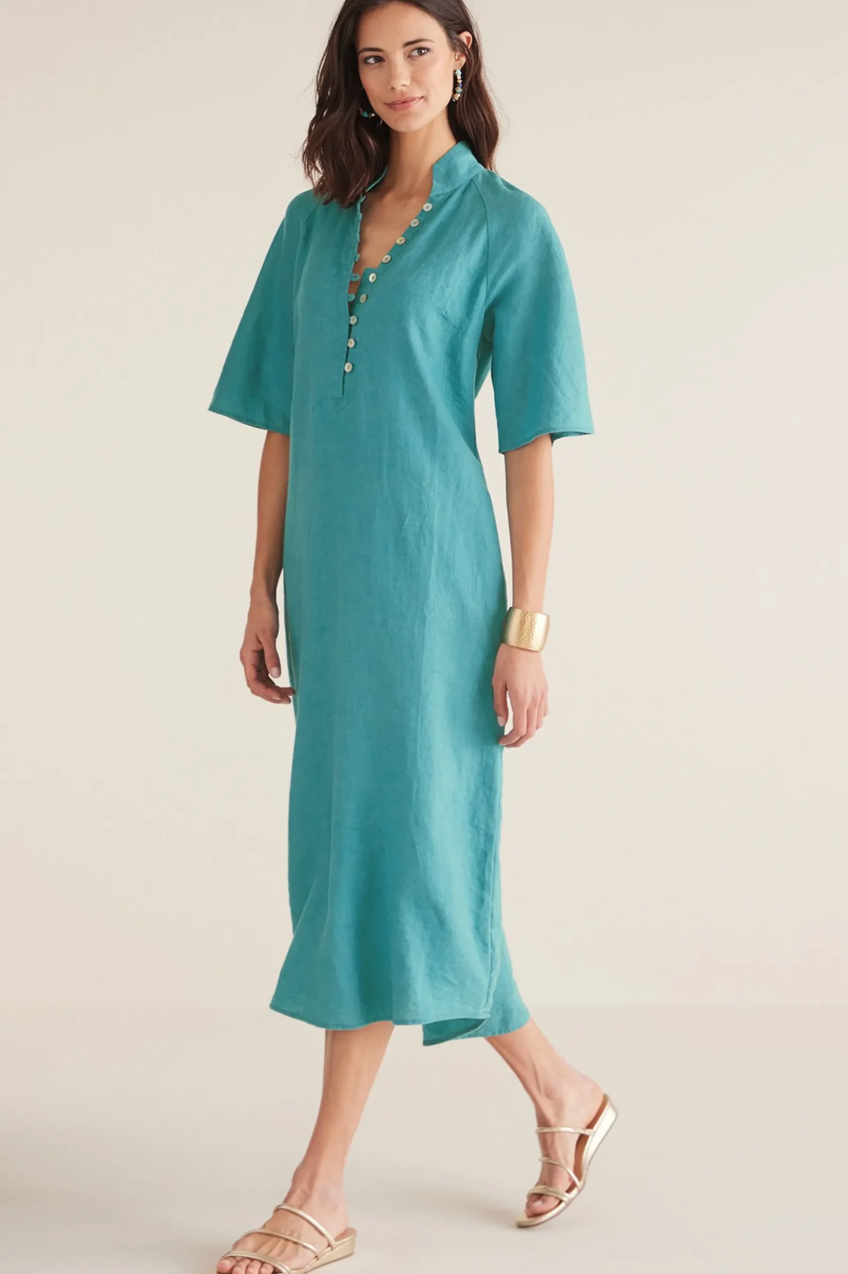 petites_theodora_linen_dr_0.webp solids | mid-length-Soft Surroundings Petites Theodora Linen Dress Teal