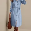 between season | solids-Soft Surroundings Petites Vara TENCEL™ Dress Light Denim
