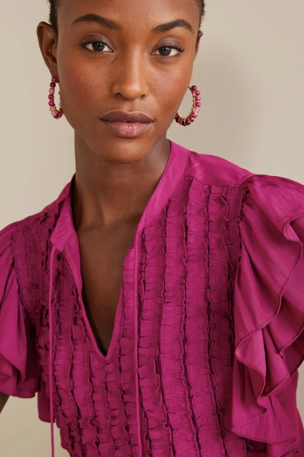Feminine Flourish-Soft Surroundings Petites Victoria Ruffle Tunic Sangria