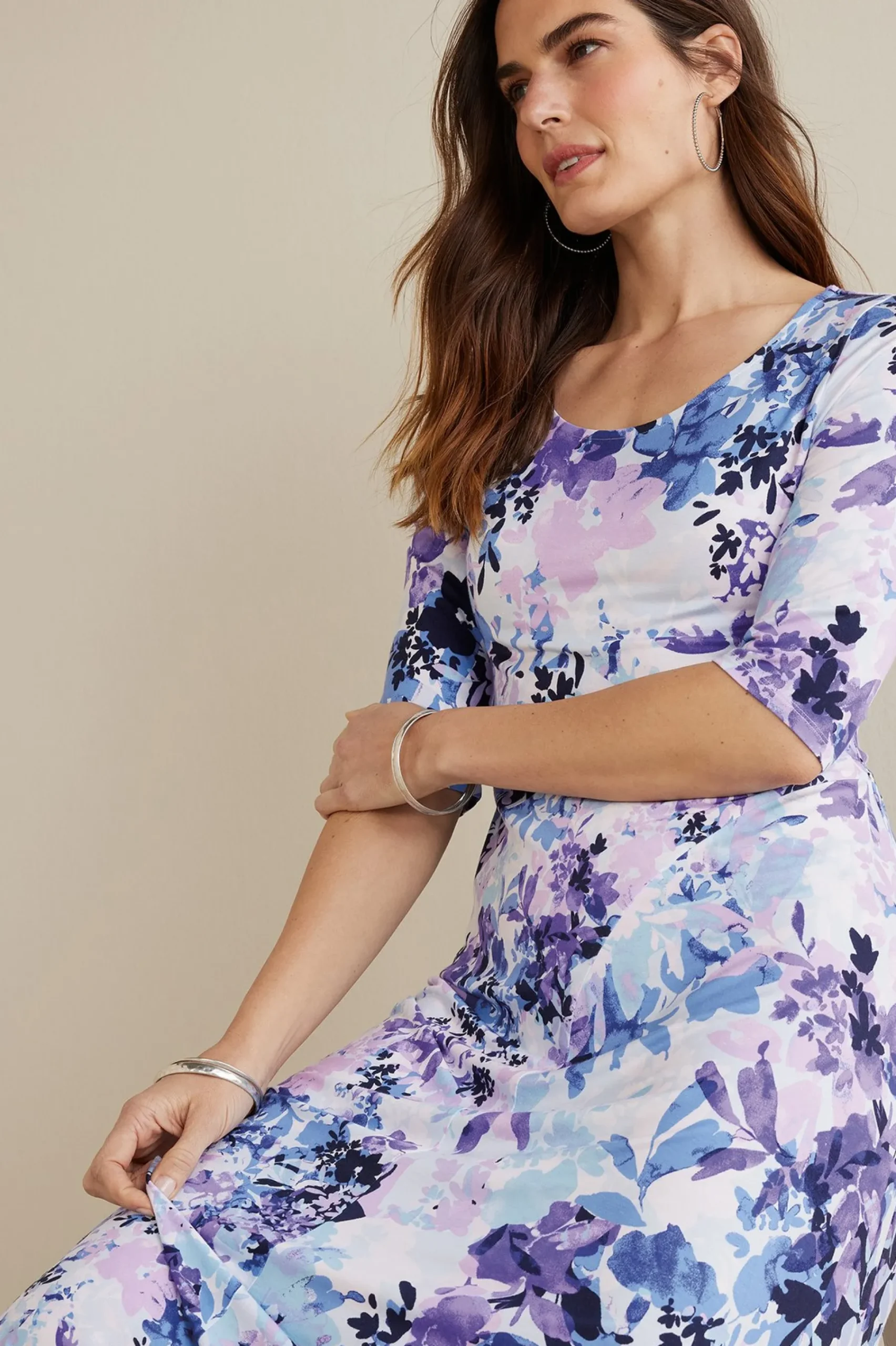 petites_vivienne_dress_1.webp Feminine Flourish | The Floral Shop-Soft Surroundings Petites Vivienne Dress Garden Dream Blue