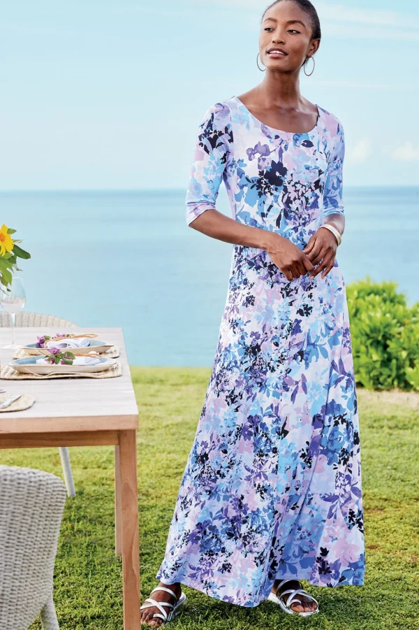 Feminine Flourish | The Floral Shop-Soft Surroundings Petites Vivienne Dress Garden Dream Blue