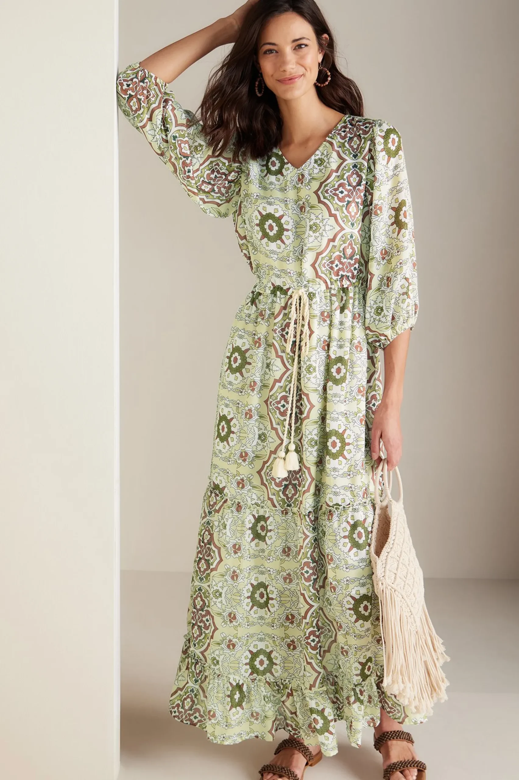 petites_zia_dress_0.webp patterned | maxi-Soft Surroundings Petites Zia Dress Medallion Multi