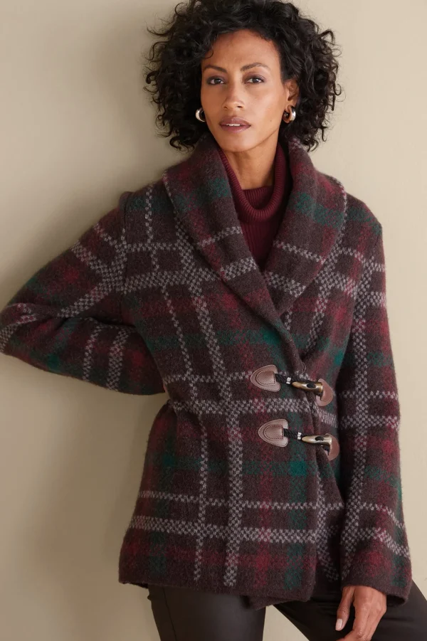 Jackets & Coats | Sweaters & Cardigans-Soft Surroundings Plaid Sweater Coat Brown Plaid