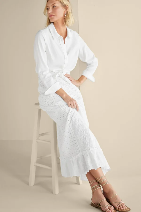 Feminine Flourish | Vacation Shop-Soft Surroundings Porfiria Embellished Skirt Coronet Blue