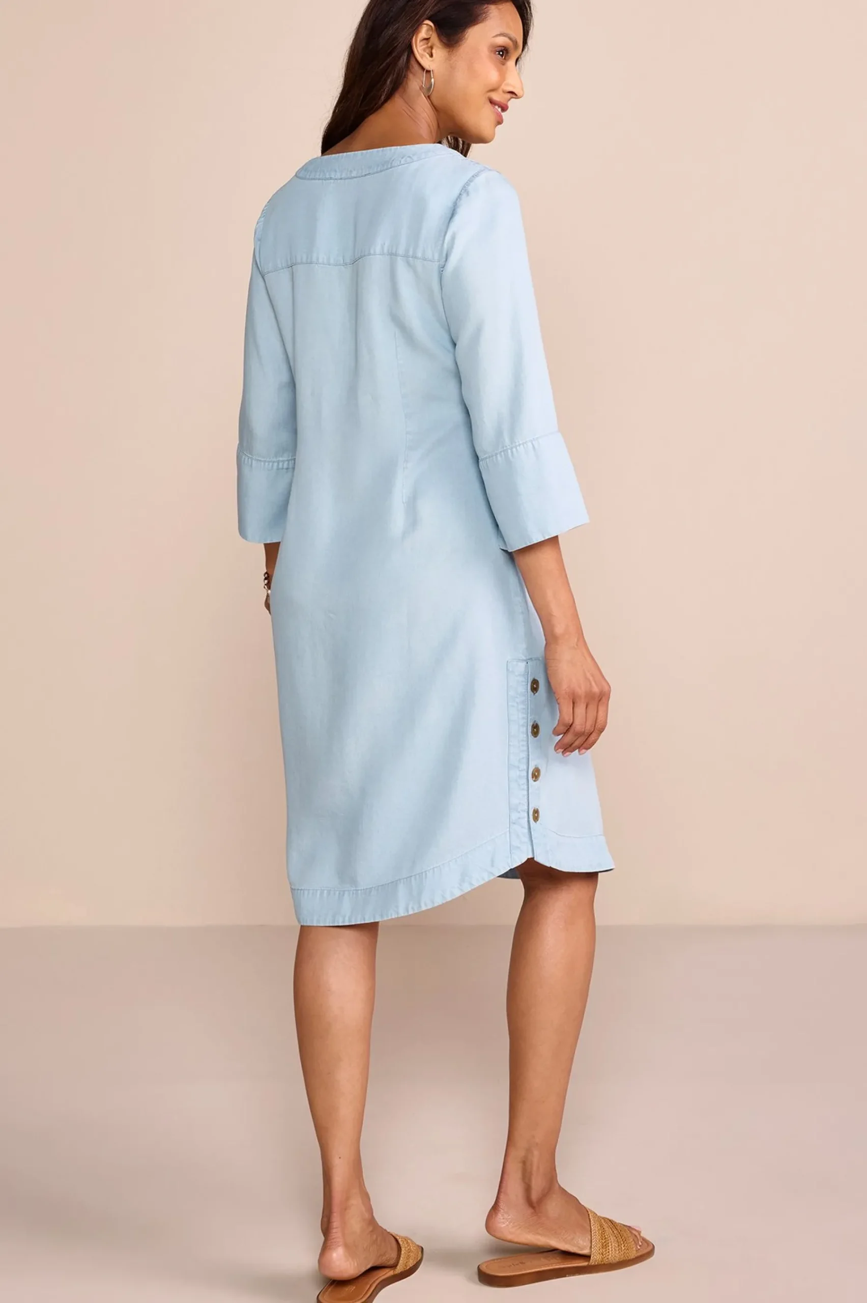 positano_getaway_dress_1.webp Into The Blues | Vacation Shop-Soft Surroundings Positano Getaway Dress Denim Blue