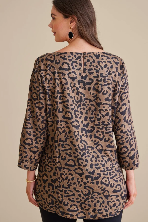 wrist length | pullovers-Soft Surroundings Raelynn Lyocell Pullover Leopard