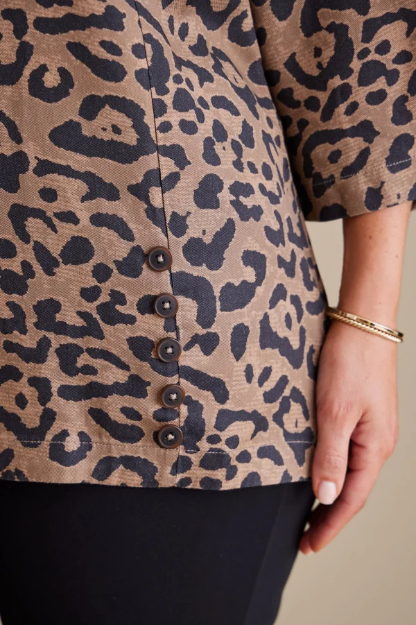 wrist length | pullovers-Soft Surroundings Raelynn Lyocell Pullover Leopard