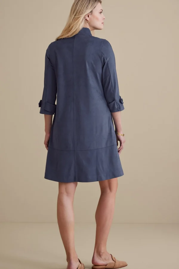 Into The Blues | casual-Soft Surroundings Rani Faux Suede Dress Navy Sea