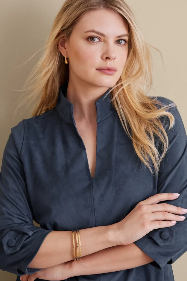 Into The Blues | casual-Soft Surroundings Rani Faux Suede Dress Navy Sea